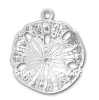 Wholesale 20Pcs Nautical Beach Sand Dollar Charms Jewelry One Side Antique Silver Toned jewelry