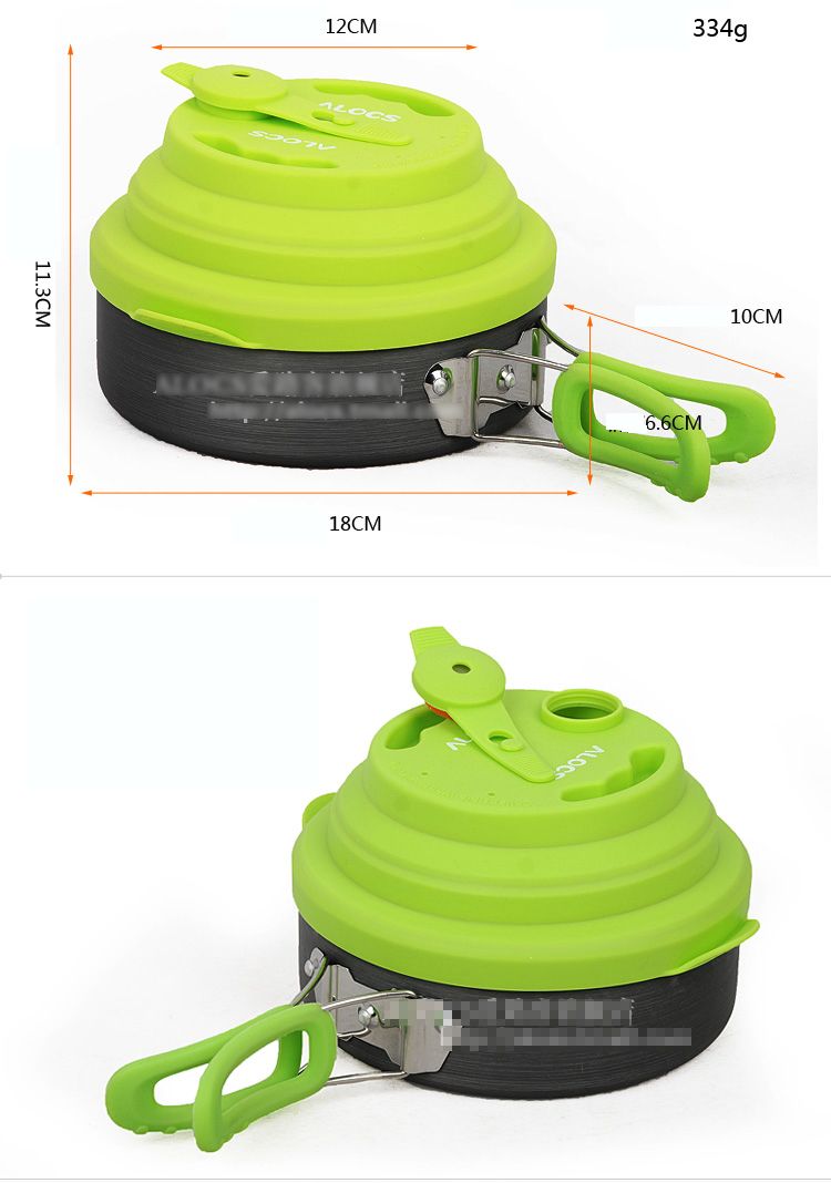 Multifunction Aluminum Camping Pot Whistle Silicone Camping Cookware Cooking Supplies Hiking