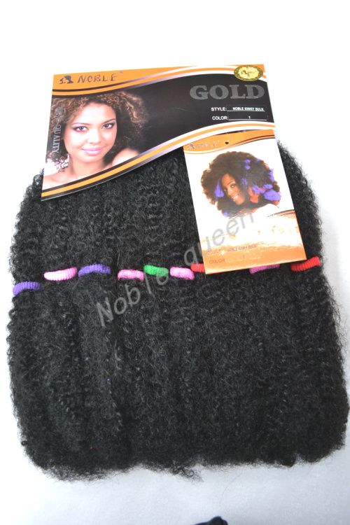 Noble Queen Kinky Bulk Gold Hair Synthetic Color Black 1b 27