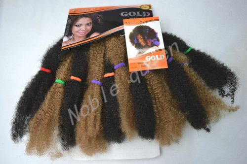 Noble Queen Kinky Bulk Gold Hair Synthetic Color Black 1b 27