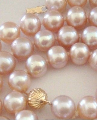 

New Fine pearl jewelry 8-9mm natural south sea pink purple pearls necklace 18inches