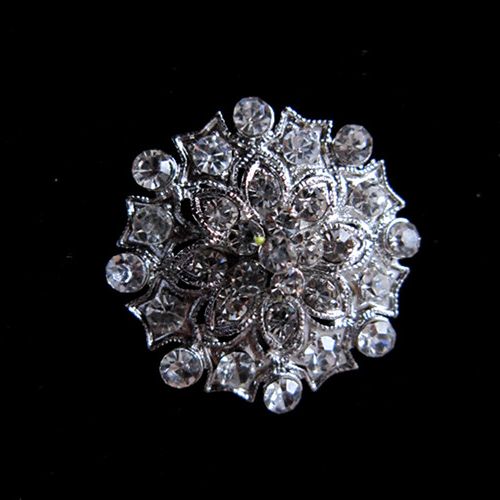 Sparkly Silver Tone Clear Rhinestone Crystal Diamante Small Flower Brooches and Pins