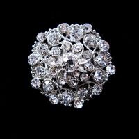 Wholesale Nice Silver Plated Rhinestone Crystal Flower Design Small Collar Pin Brooch