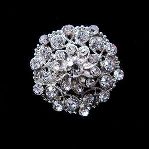 Mooi verzilverd strass Crystal Flower Design kleine kraag pin broche
