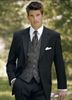 Custom Made Black Groom Tuxedos Notch Revers Groomsmen Mannen Huwelijkspakken (Jas + Broek + Tie + Vest) H182