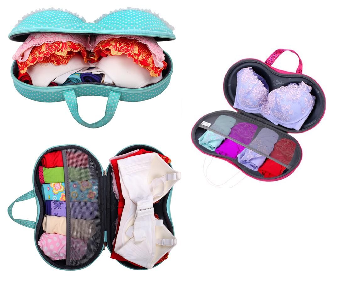 2020 EVA Travel Bra Bag Bra Case Pink White Dots Lingerie Bag Underwear