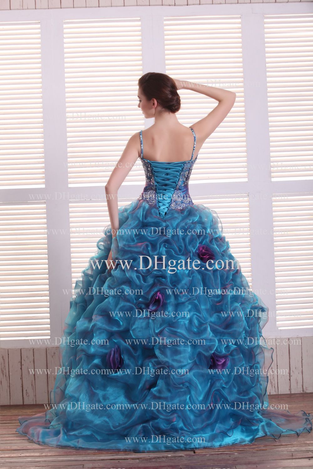 Spectacular 2013 Royal Blue Wedding Dresses Spaghetti Ruched Organza