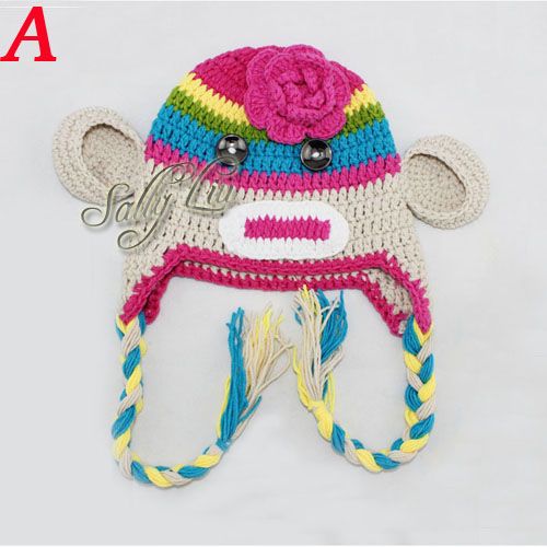 2022 Mixed Style Handmade Sock Monkey Hats For Baby Girl Boy Beanies