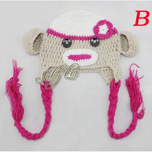 Mixed Style Handmade Sock Monkey Hats For Baby Girl Boy Beanies Crochet