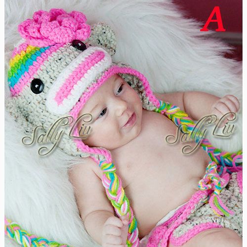 Mixed Style Handmade Sock Monkey Hats For Baby Girl Boy Beanies Crochet
