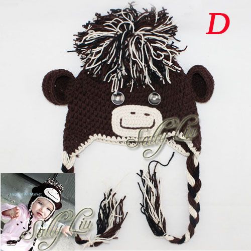 Mixed Style Handmade Sock Monkey Hats For Baby Girl Boy Beanies Crochet