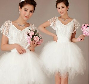 Elegant A-Line Lace V-Neck Off The Shoulder Tulle Bridesmaid Dresses Wedding Party Dresses