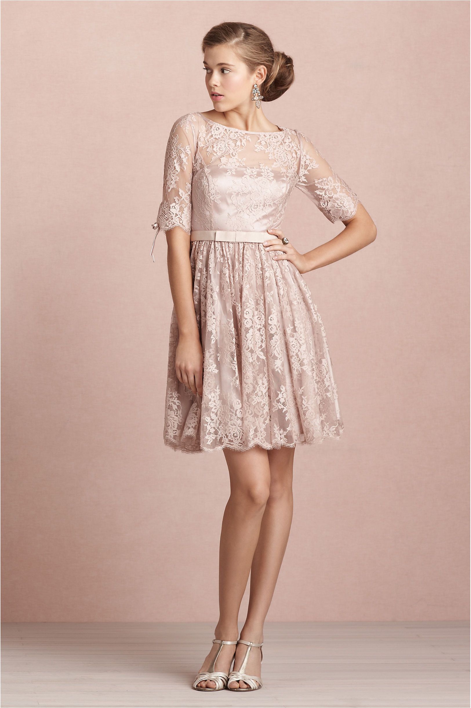 ZCD064 New A Line High Collar Tea Rose Lace Short Cocktail Dresses vestidos de noiva 7018555