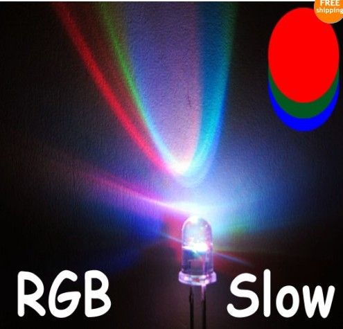 5 mm färgglad långsam blinkande flash RGB rödblå gröna lysdioder