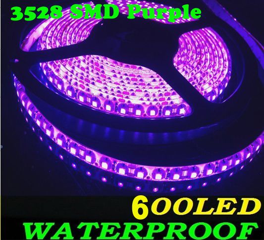 紫色のLEDストリップライト5M 16フィート3528 SMDスーパー明るい48W防水フレキシブルストリップ12V 120LED / M