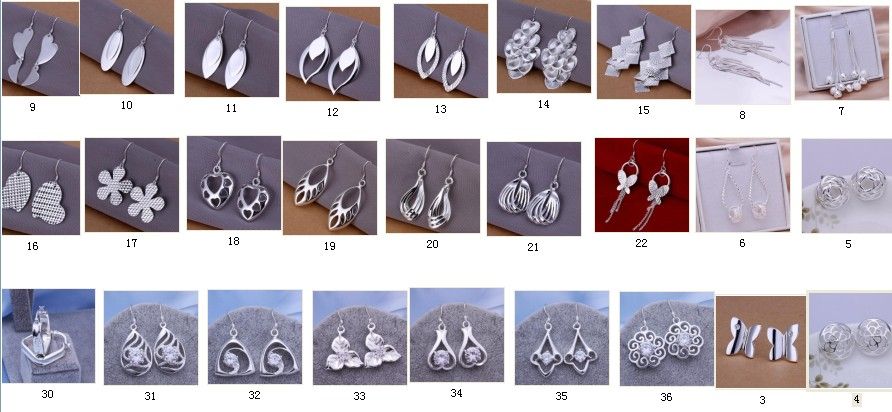 30paia / 도금 100 % 925 은색 혼합 30 스타일 귀걸이