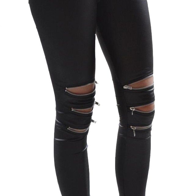 leather look leggings with ankle zip code