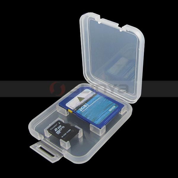 1000pcs / lot rígido plástico transparente Micro SD TF Box Micro SD Card Protector Box