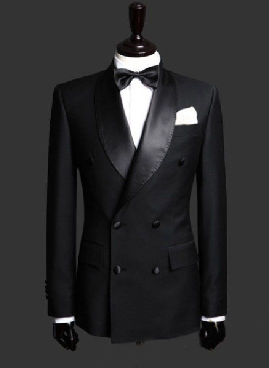 Custom Made To Measure Black Double Breasted 6 Buttons Men SUITS ...