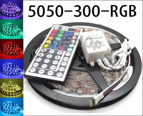 5M flexibler RGB-LED-Lichtstreifen 16FT 5050 SMD 5M 300 LEDs mit 44-Tasten-IR-FERNBEDIENUNG