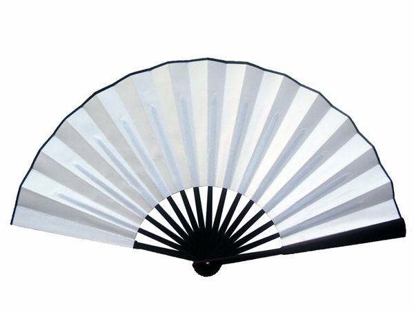 Large White Personalized Hand Fans Chinese Silk Folding Fan Adult