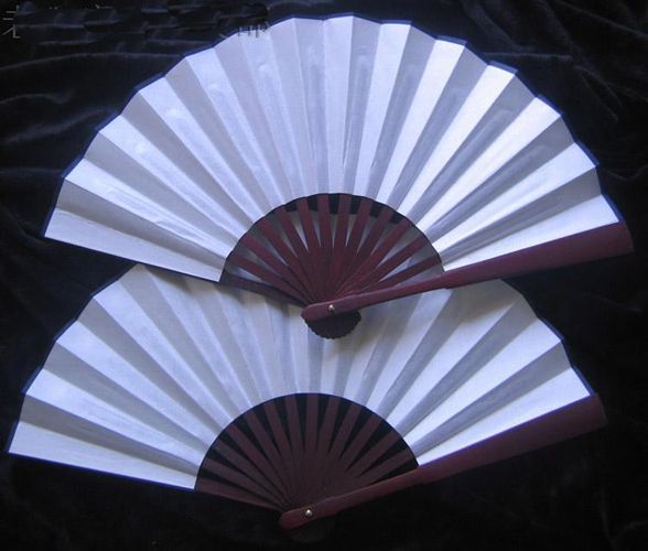 Abanicos de mano personalizados blancos grandes, abanico plegable de seda china para adultos, programa de boda DIY, decoración de ventilador de pintura de bellas artes