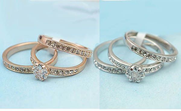 Fingerring-Frauenschmucksachen Kristall, 18k Gold überzogene Ringe, drei Kreise können separat verwendet werden, um Hochzeitskreis zu heiraten