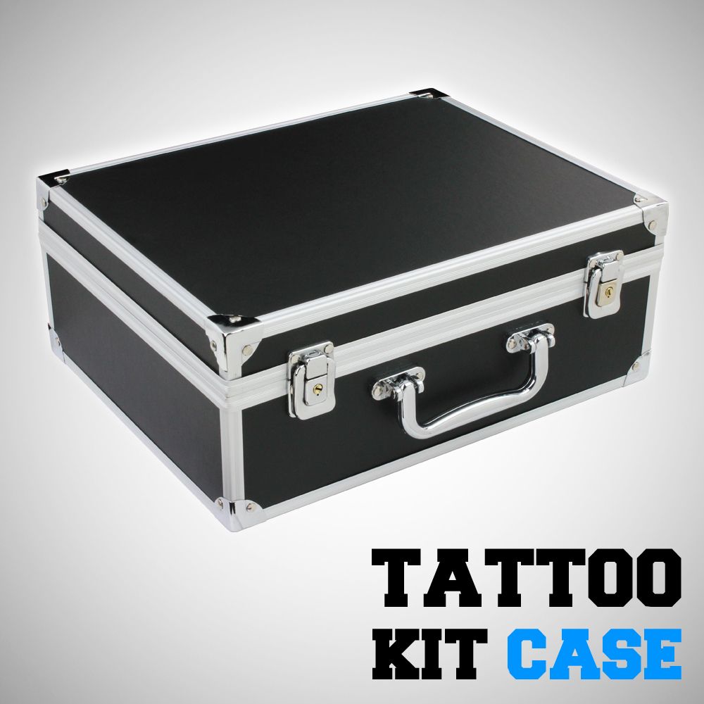 Pro Amazing Black Tattoo Kit Carrying Case Lightweight Aluminum W/ Lock