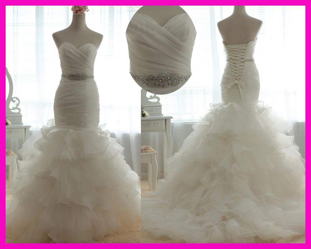 Lace Wedding Dress with Rhinestone Belt