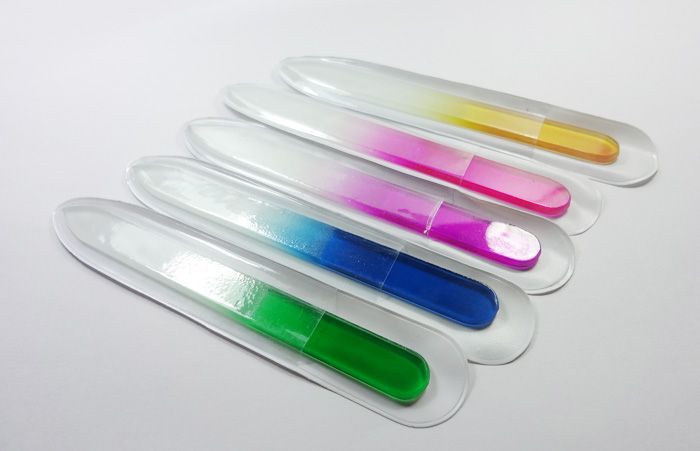 20X CRYSTAL GLASS NAIL FILE with SLEEVE 12CM/4.8" MULTI COLOR NEW#NF012