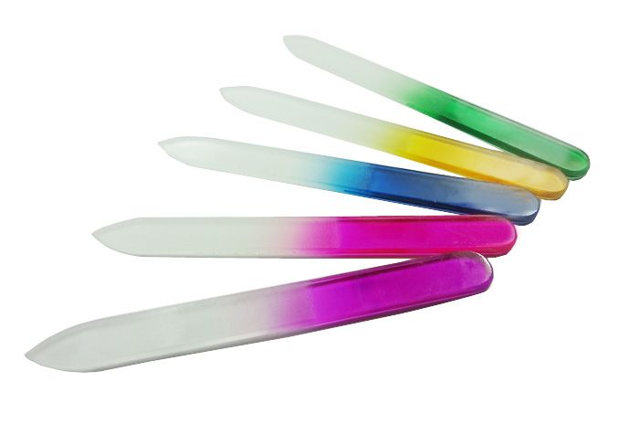 20X CRYSTAL GLASS NAIL FILE مع كم 12CM / 4.8 "متعدد الألوان NEW # NF012