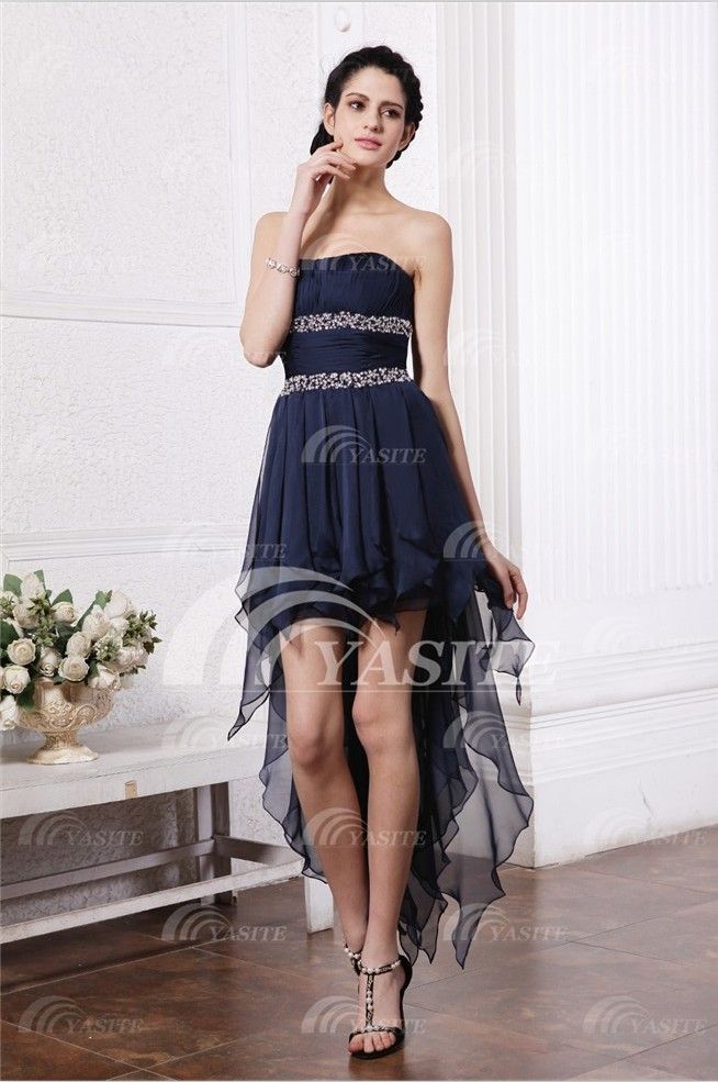 2013 Beloved Style Hotsale New Strapless Asymmetrical Beaded And Ruffle Sexy Chiffon Cocktail Dress