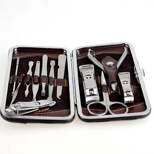 12 pçs / set profissional de Metal ferramentas de manicure Nails Art Manicure Set Aço Carbono Manicure Nail Art Kit