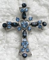 2 stks / partij Groothandel Mode Crystal Rhinestone Broche Pin Cross Costume Broches Gift Jewelry Accessories C254