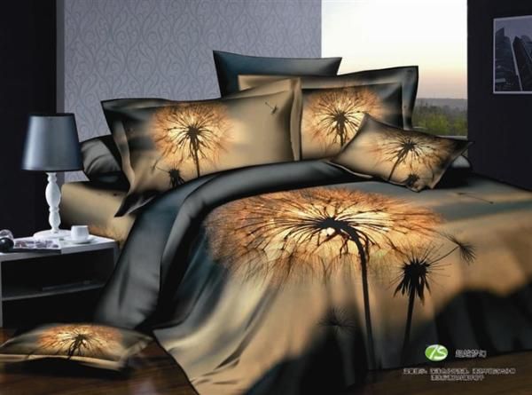 3d Dandelion Floral Bedding Comforter Set Blue Queen Size
