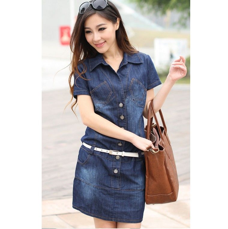 Full Size S To XXXXL Denim Dress For Women,Fashion Denim Dress Denim ...