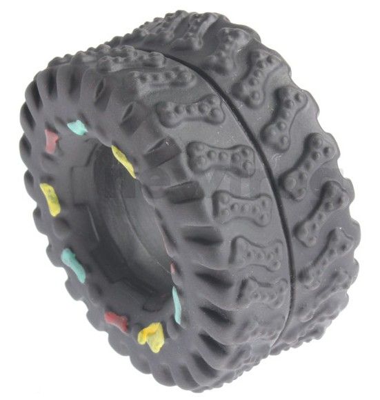 Rubber Tyre Pet Chew Squeaky Toys Hard Wearing Puppy Dog Sound Toy Tire