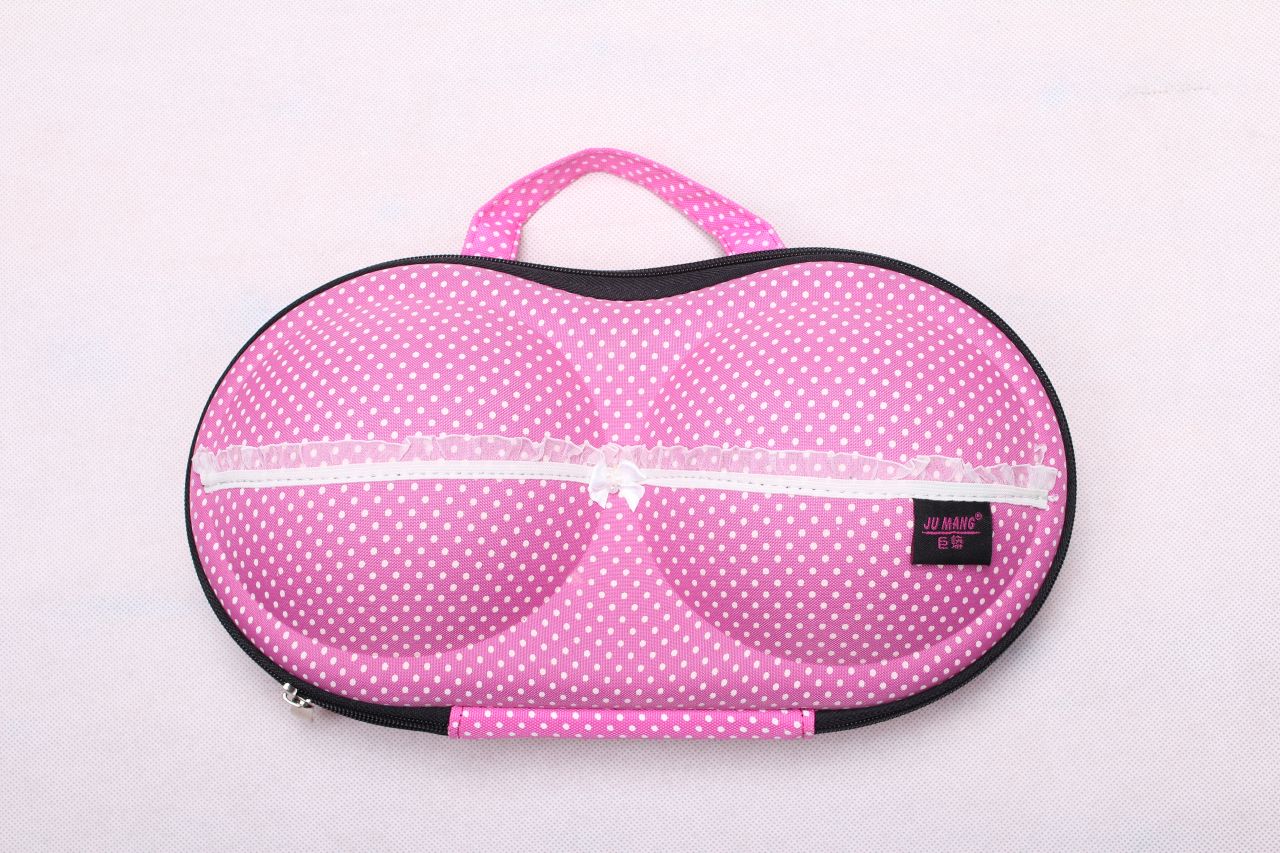 EVA Travel bag bra caso sutiã rosa pontos brancos saco lingerie organizador cueca , o presente do Ladies