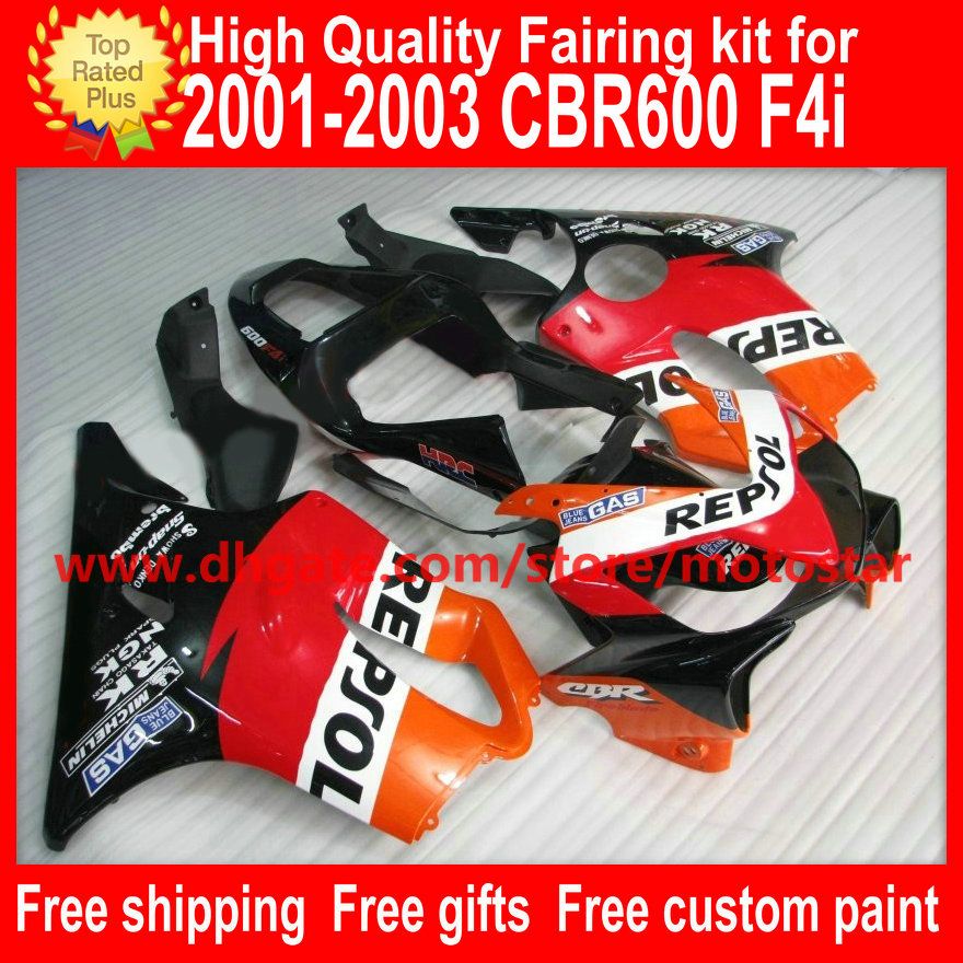 

REPSOL bodywork for HONDA fairing CBR600F4i 01-03 CBR600 F4i 01 02 03 CBR 600 2001 2002 2003 fairings kit, Same as picture