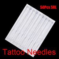 50 sztuk 5rl jednorazowe sterylne igły tatuażowe 5 okrągły wkładki do tatuażu pulpit kubki kubki