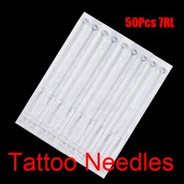 -50 Unids 7RL Agujas Desechables Estériles para Tatuaje 7 Forro Redondo Para Tazas de Tinta de Pistola de Tatuaje Kits de Consejos