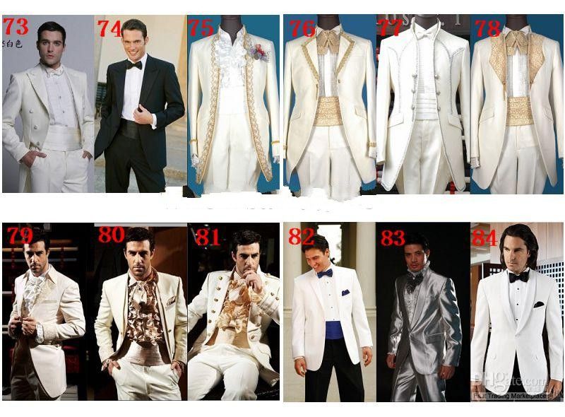 New Stylish White Stand Colar Five Button Groom Tuxedos Men039s Wedding Dress Prom Clothing Custom Made Men039s SuitJacket9687221