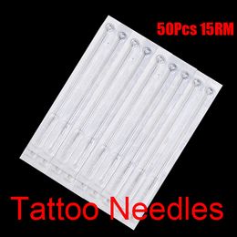 50Pcs 15RM Disposable Sterile Tattoo Needles 15 Round Magnum For Tattoo Machine Ink Cups Tips Kits