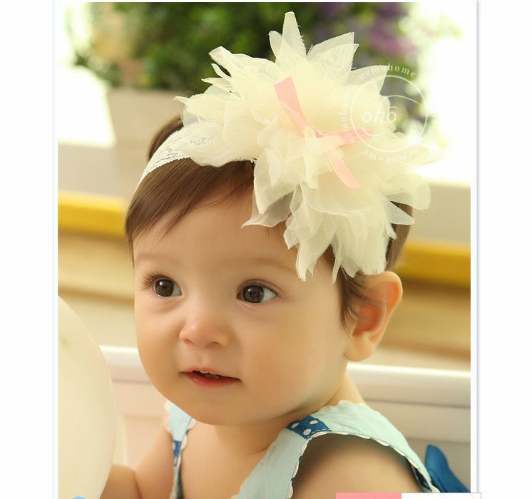 

Baby Girls Headbands Lovely Lace Chiffon Petals Headbands Kids Hair Accessories, Orange