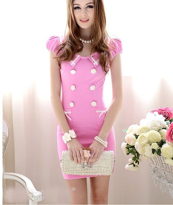 2019 Hot Sale Korean Double Breasted Puff Short Sleeved
