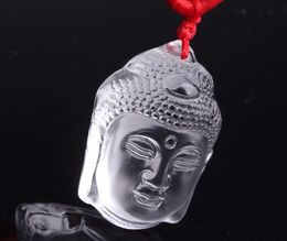 Carved genuine natural white crystal Buddha head pendant necklace 10pcs/lot