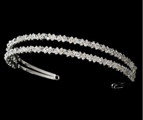 In voorraad Verzilverd Dazzling Double Row Rhinestone Simple Bridal Crystal Hoofdband Klassieke Hoge kwaliteit Prom Party Haar Accessoire