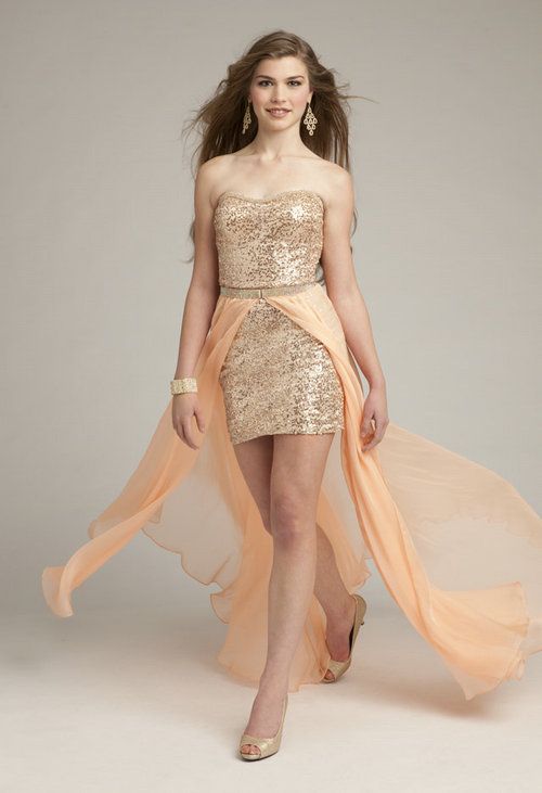 short prom dress with detachable train