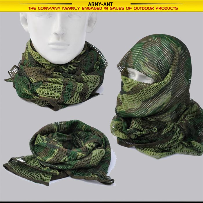 Woodland Camouflage Camo Ejército Militar Tactical Caza Pesca Sniper Malla Bufanda Transpirable Máscara Shemagh Velo Bufandas Pashmina De 11,23 € |