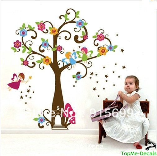 FAIRY TREE FLOWERS Wall Stickers Art Decal Girls Bedroom Decor Nursery